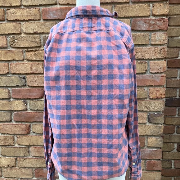 J Crew Factory Salmon and Navy Checkered Shirt - Picture 9 of 10